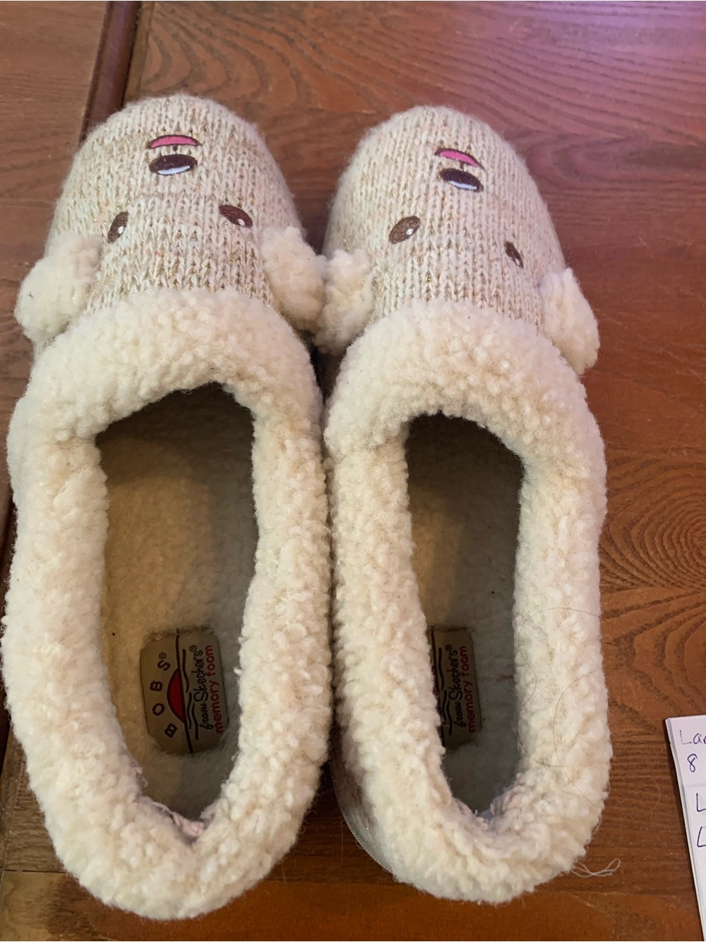 Skechers Bobs Too Cozy Puppy Pal Slippers Ribbed Sweater Knit Metallic Threads - Picture 4 of 7